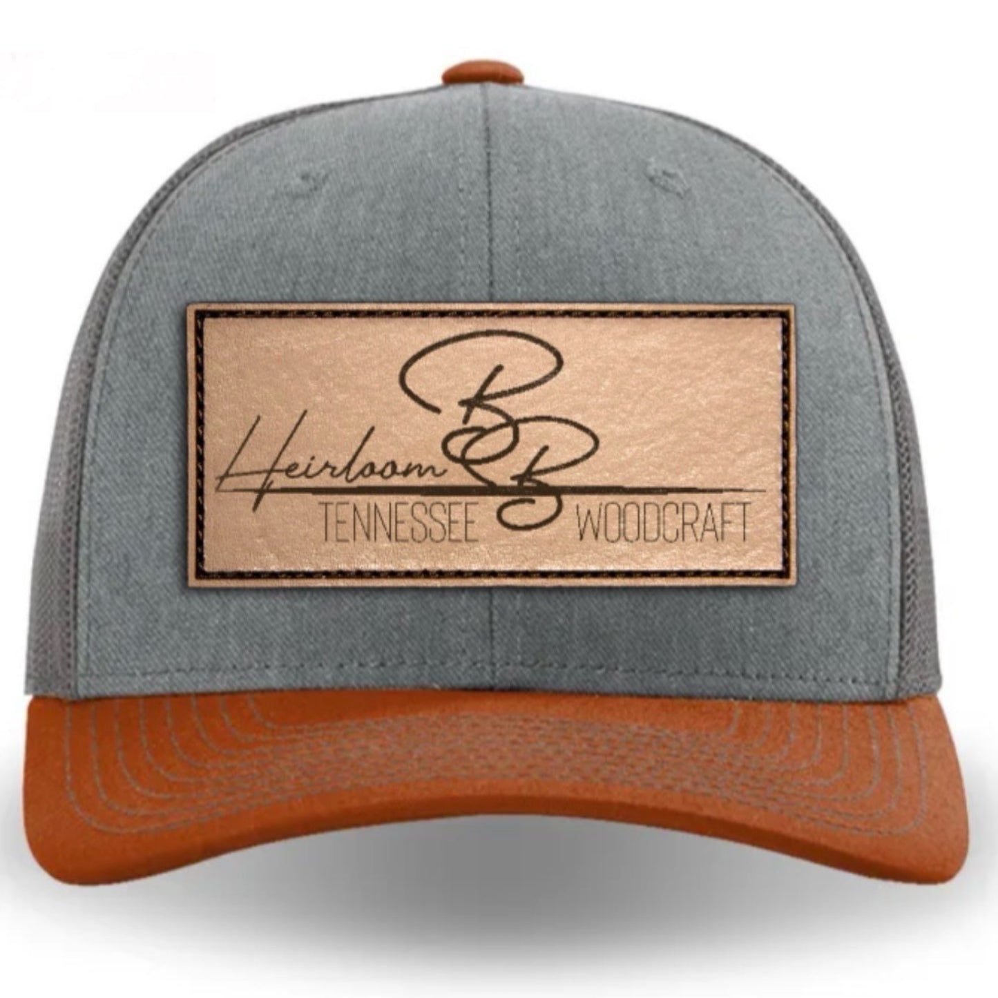 Grey Leather Patch Hat